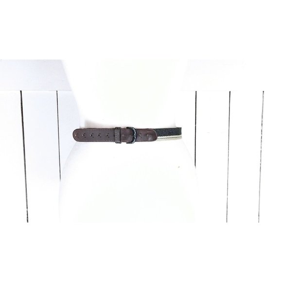 Striped canvas chord leather belt -38 - Picture 1 of 3